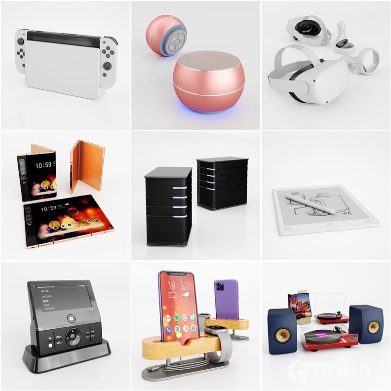 数码电子电脑耳机音响无人机手机游戏机3D模型 Evermotion – Archmodels Vol. 261