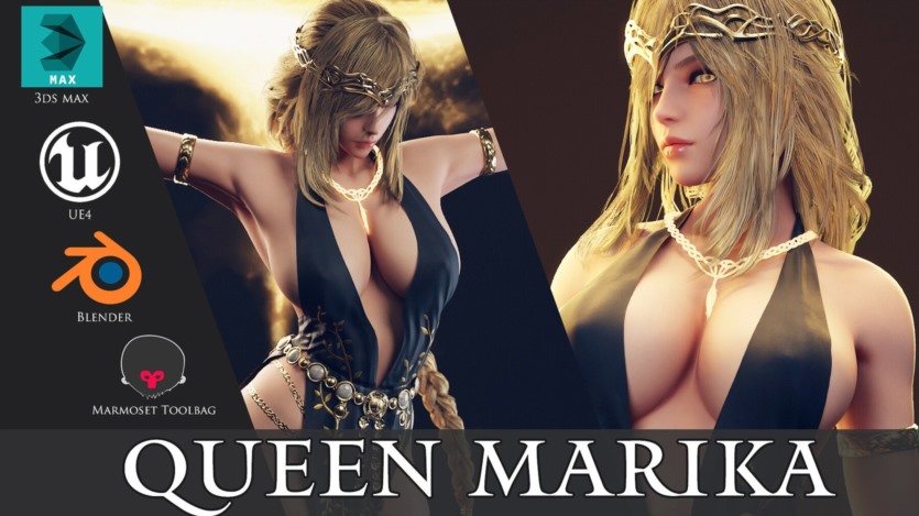 游戏角色永恒的玛丽卡女王3D模型 (格式：BlendMAXFBXZbrushUE) Queen Marika The Eternal - Game Ready