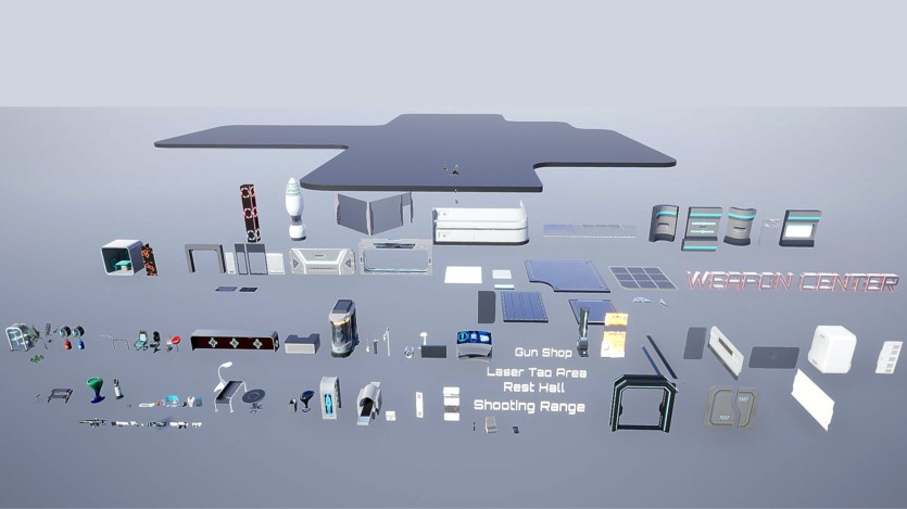 UE虚幻引擎游戏武器中心模块化未来科幻 WEAPON CENTER MODULAR FUTURISTIC SCI FI