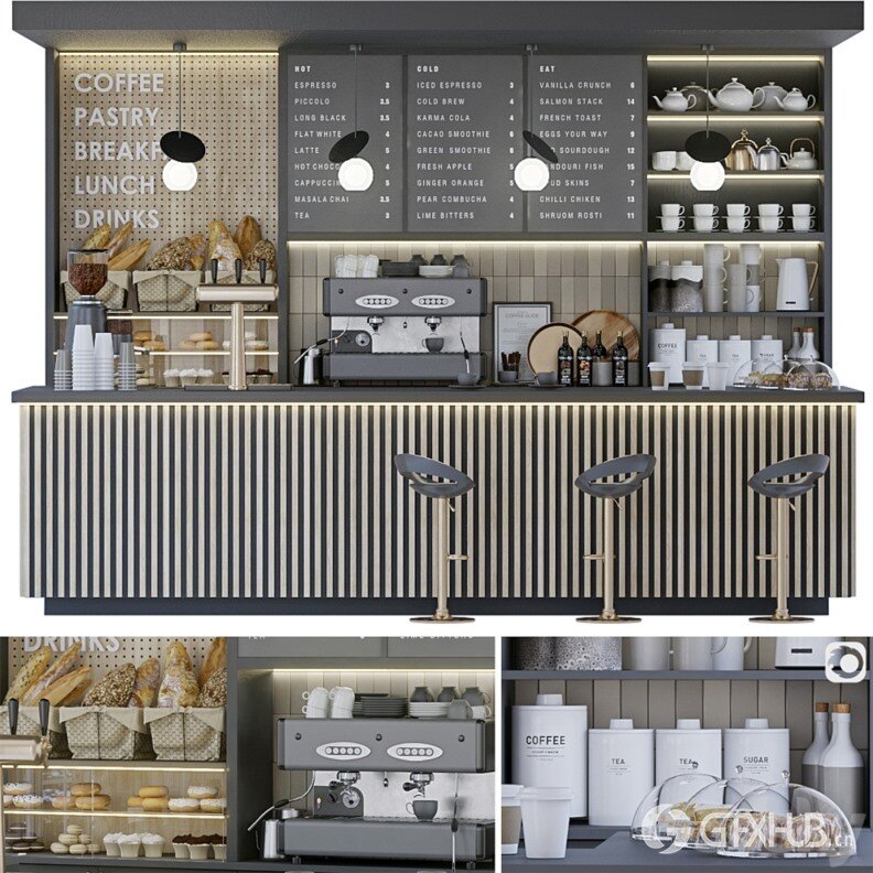3DSky Pro 咖啡店铺3D模型合集