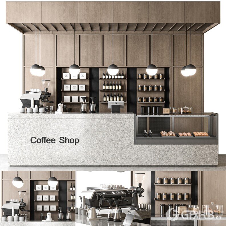 3DSky Pro 咖啡店铺3D模型合集