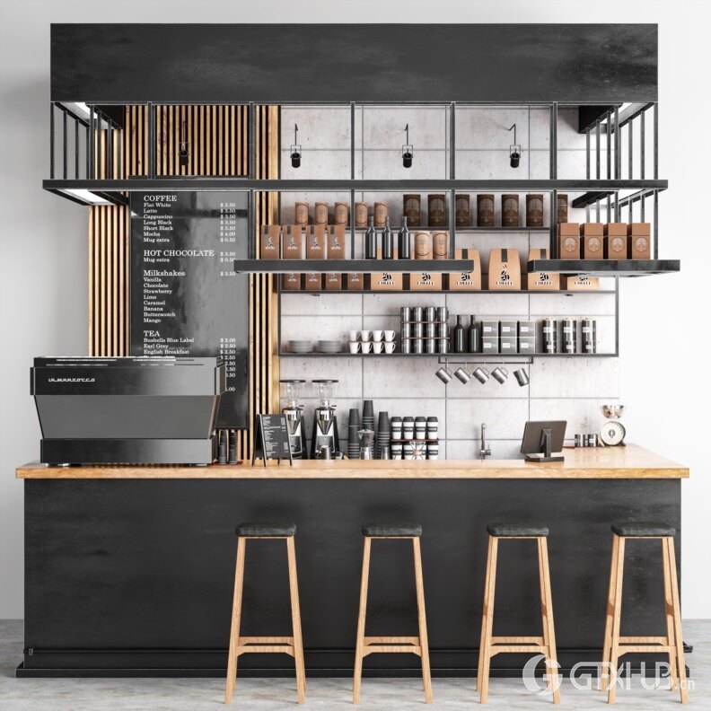3DSky Pro 咖啡店铺3D模型合集