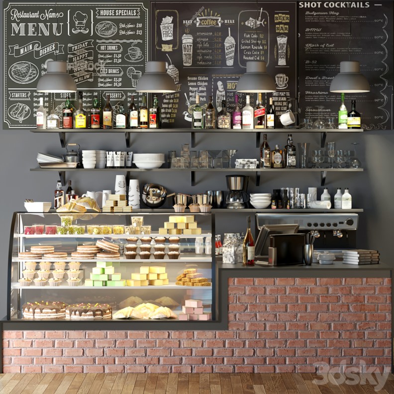 3DSky Pro 咖啡店铺3D模型合集