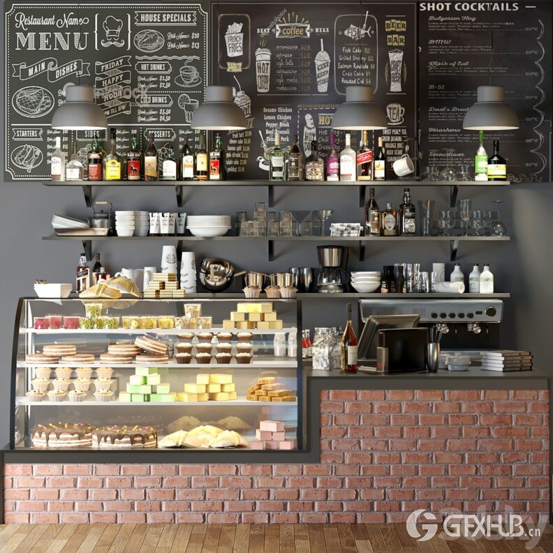 3DSky Pro 咖啡店铺3D模型合集