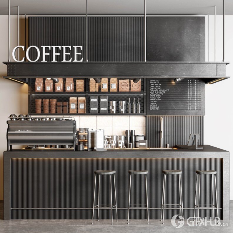 3DSky Pro 咖啡店铺3D模型合集