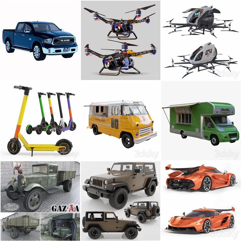 3DSky Pro 45套高精度汽车3D模型合集 3.41GB (MAXOBJFBX)