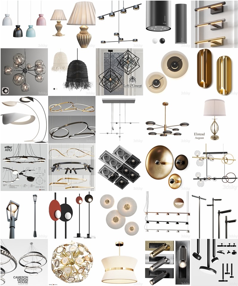 90套高精度灯具3D模型合集 3DSky PRO 90 Lamp 3D model collection