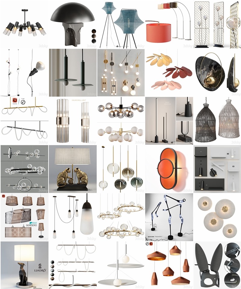 90套高精度灯具3D模型合集 3DSky PRO 90 Lamp 3D model collection