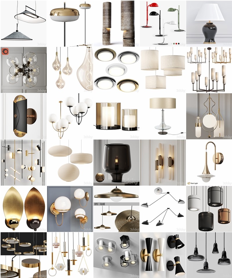 90套高精度灯具3D模型合集 3DSky PRO 90 Lamp 3D model collection