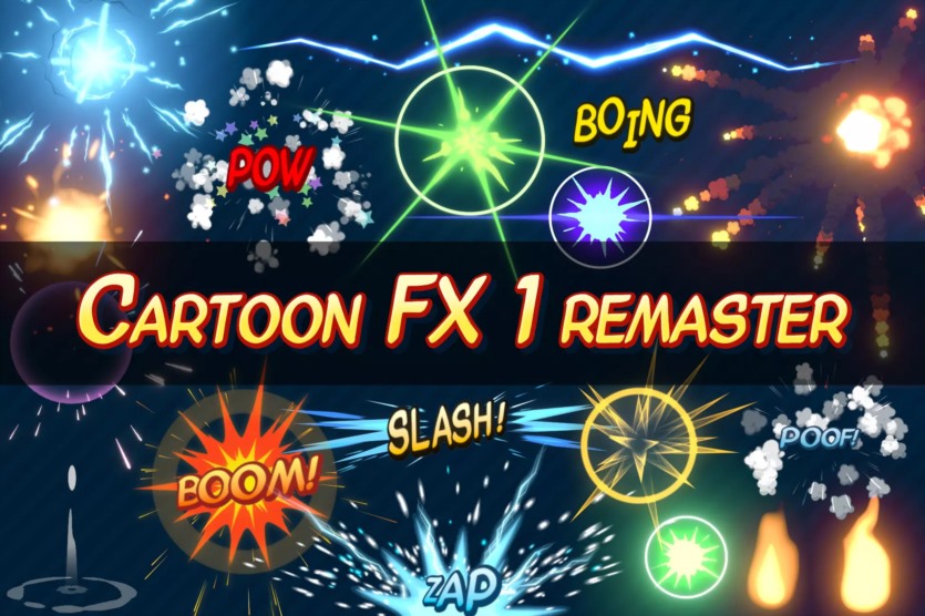 卡通爆炸、烟雾、火焰、水溅、魔法、电力、烟花资产 Cartoon FX Remaster vR 1.2.4