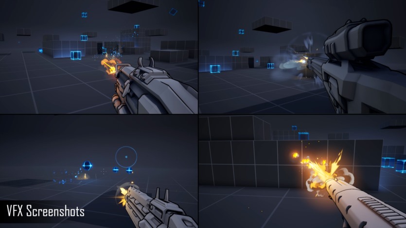 风格化FPS枪口和撞击射击游戏特效 VFX Pack - Stylized FPS Muzzle and Impacts Effects 5.1
