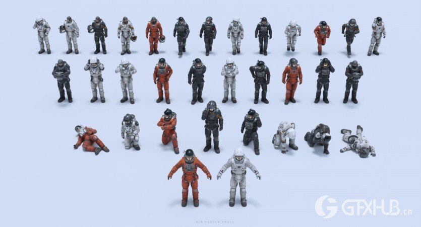 太空宇航员人物角色地形环境3D模型资产 Big Medium Small – Astronova