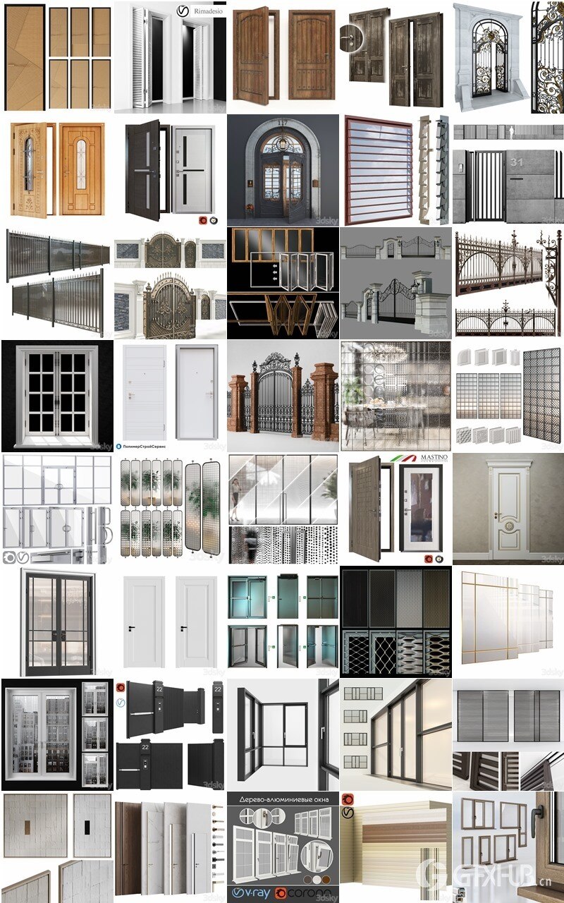 3DSky Pro 105套高精细门窗3Dmax模型合集