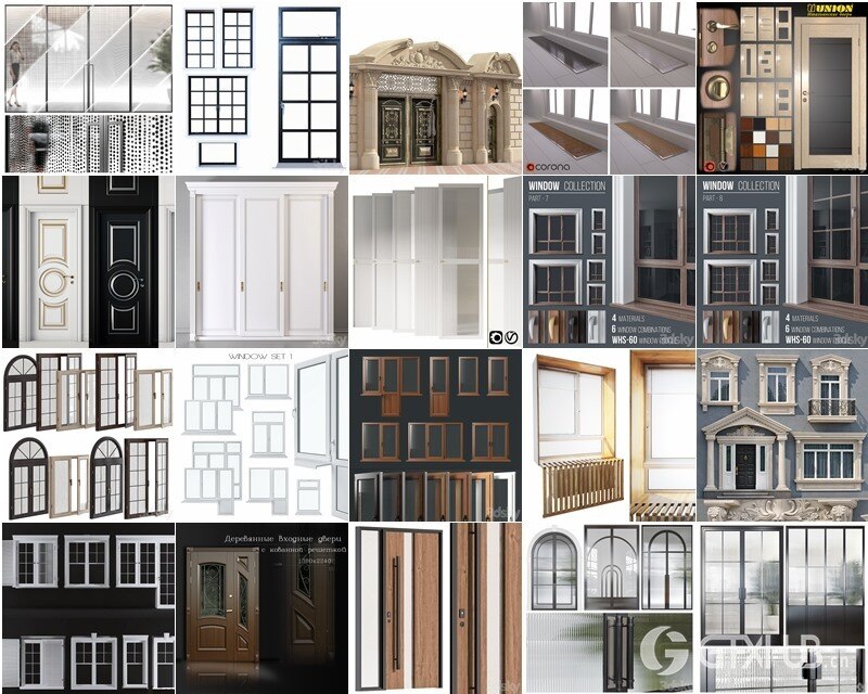 3DSky Pro 105套高精细门窗3Dmax模型合集