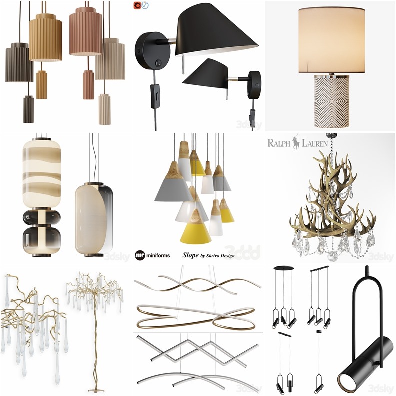 105套高精度灯具3D模型合集 3DSky PRO 105 Lamp 3D model collection