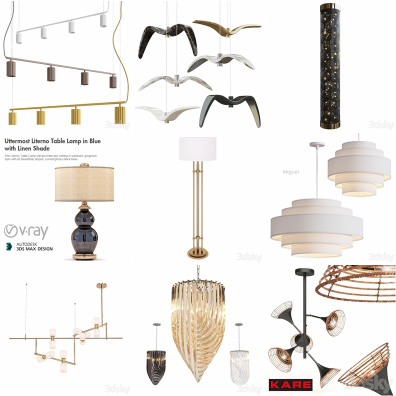 105套高精度灯具3D模型合集 3DSky PRO 105 Lamp 3D model collection