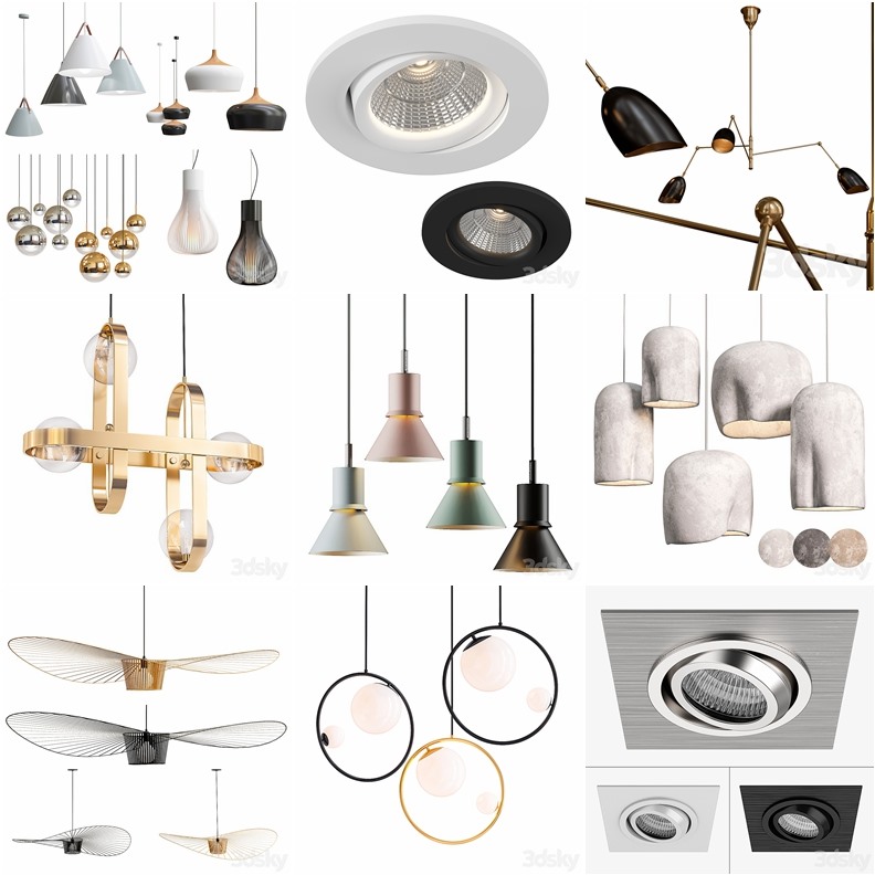 105套高精度灯具3D模型合集 3DSky PRO 105 Lamp 3D model collection