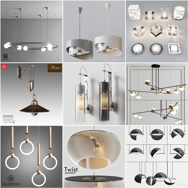 105套高精度灯具3D模型合集 3DSky PRO 105 Lamp 3D model collection