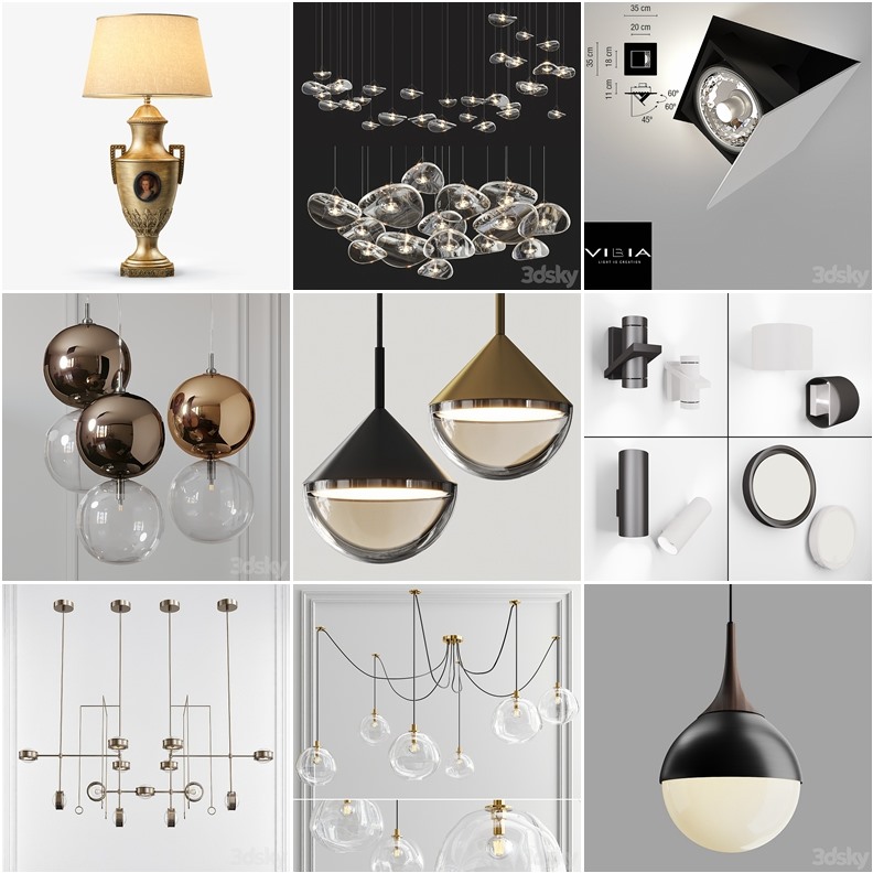 105套高精度灯具3D模型合集 3DSky PRO 105 Lamp 3D model collection