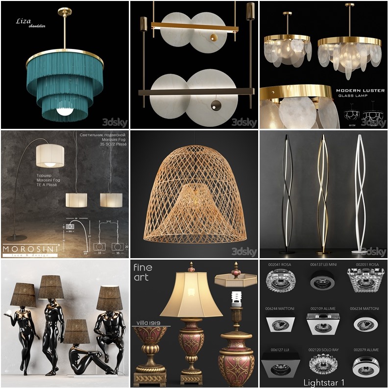 105套高精度灯具3D模型合集 3DSky PRO 105 Lamp 3D model collection