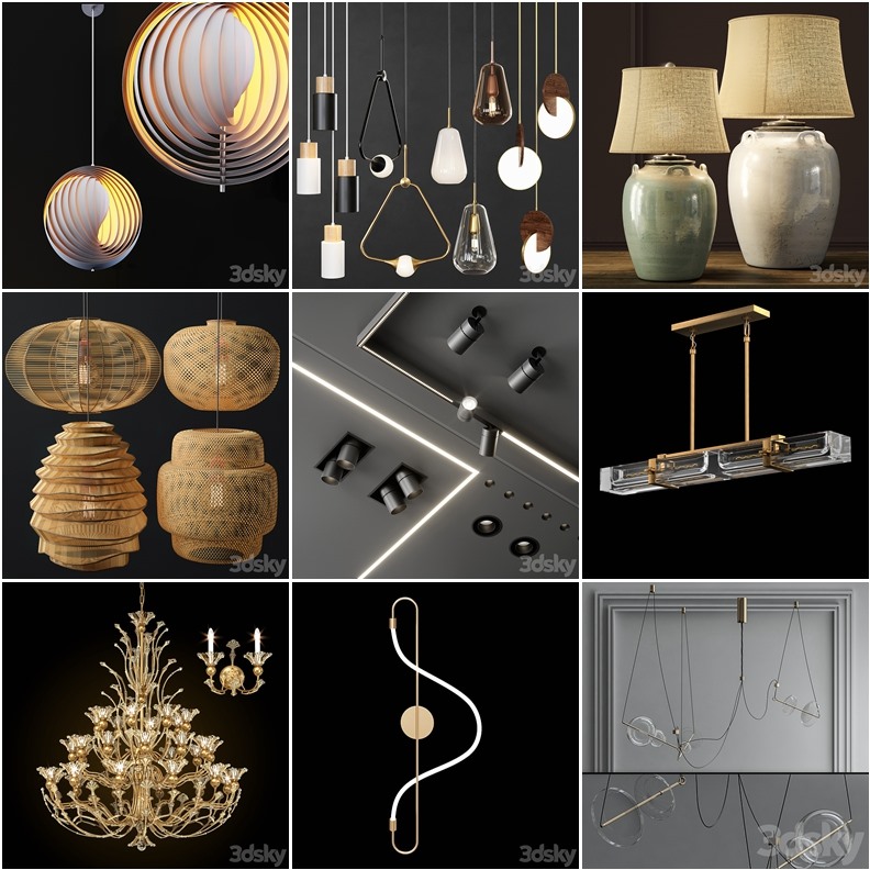 105套高精度灯具3D模型合集 3DSky PRO 105 Lamp 3D model collection