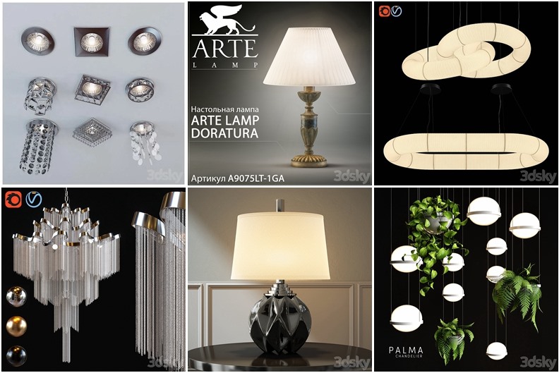 105套高精度灯具3D模型合集 3DSky PRO 105 Lamp 3D model collection