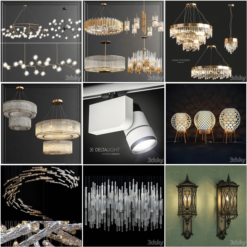 105套高精度灯具3D模型合集 3DSky PRO 105 Lamp 3D model collection