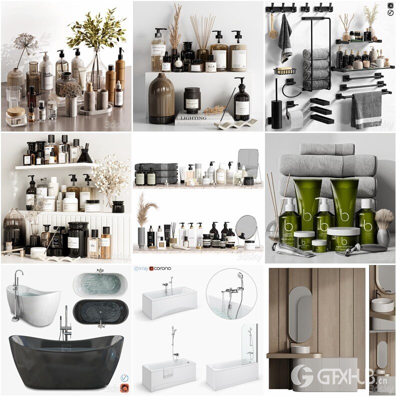 3Dsky Pro 118套卫生间花洒台盆淋浴洗漱品3D模型合集