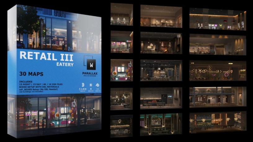 咖啡馆餐厅EXROSL3D透视贴图 wParallax Retail Pack 3 - Eatery