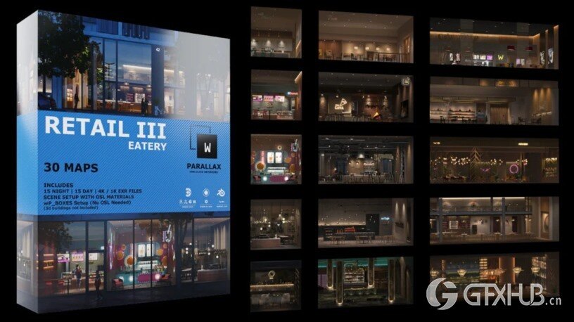 咖啡馆餐厅EXROSL3D透视贴图 wParallax Retail Pack 3 - Eatery