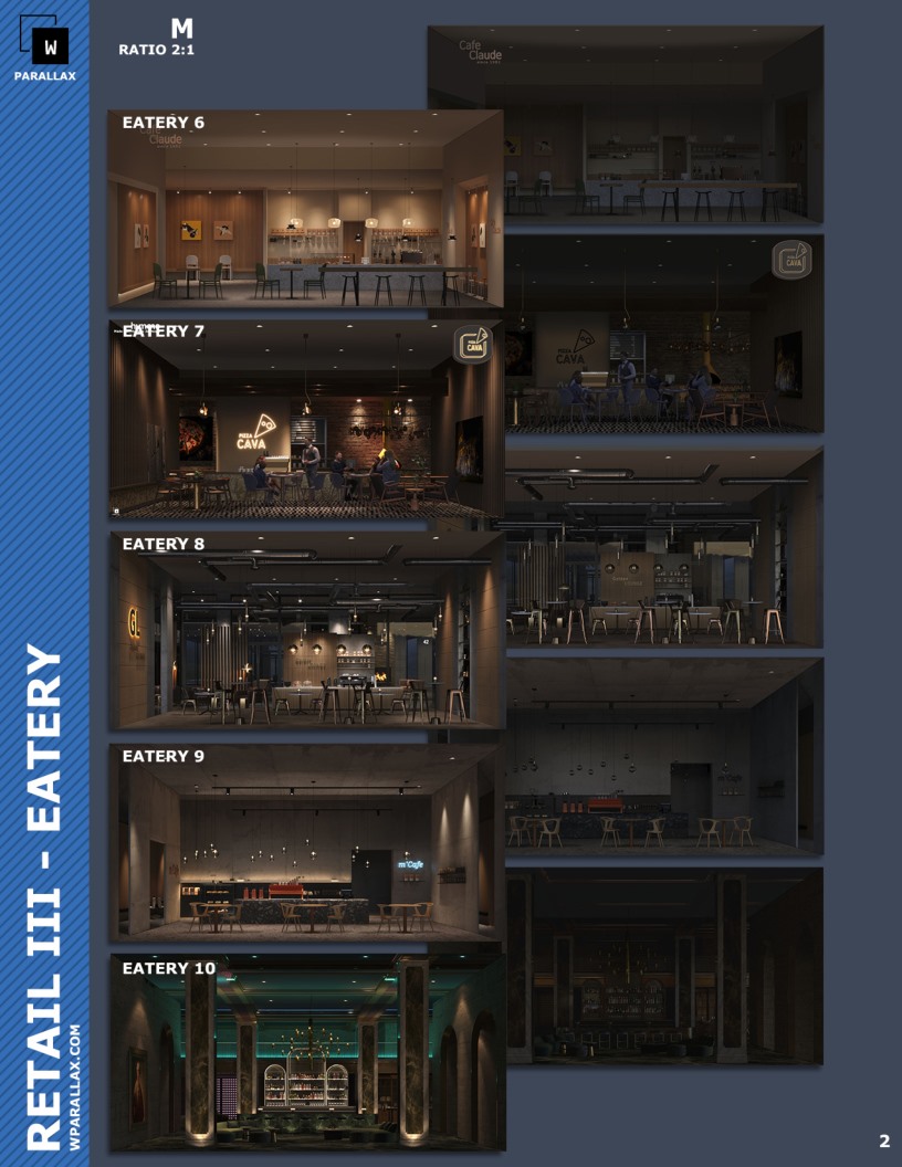 咖啡馆餐厅EXROSL3D透视贴图 wParallax Retail Pack 3 - Eatery