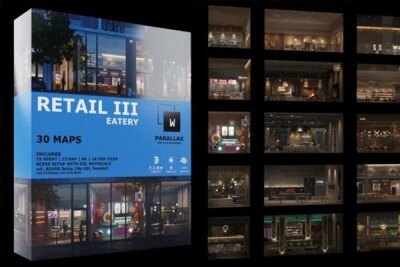 咖啡馆餐厅EXR\OSL\3D透视贴图 wParallax Retail Pack 3 – Eatery