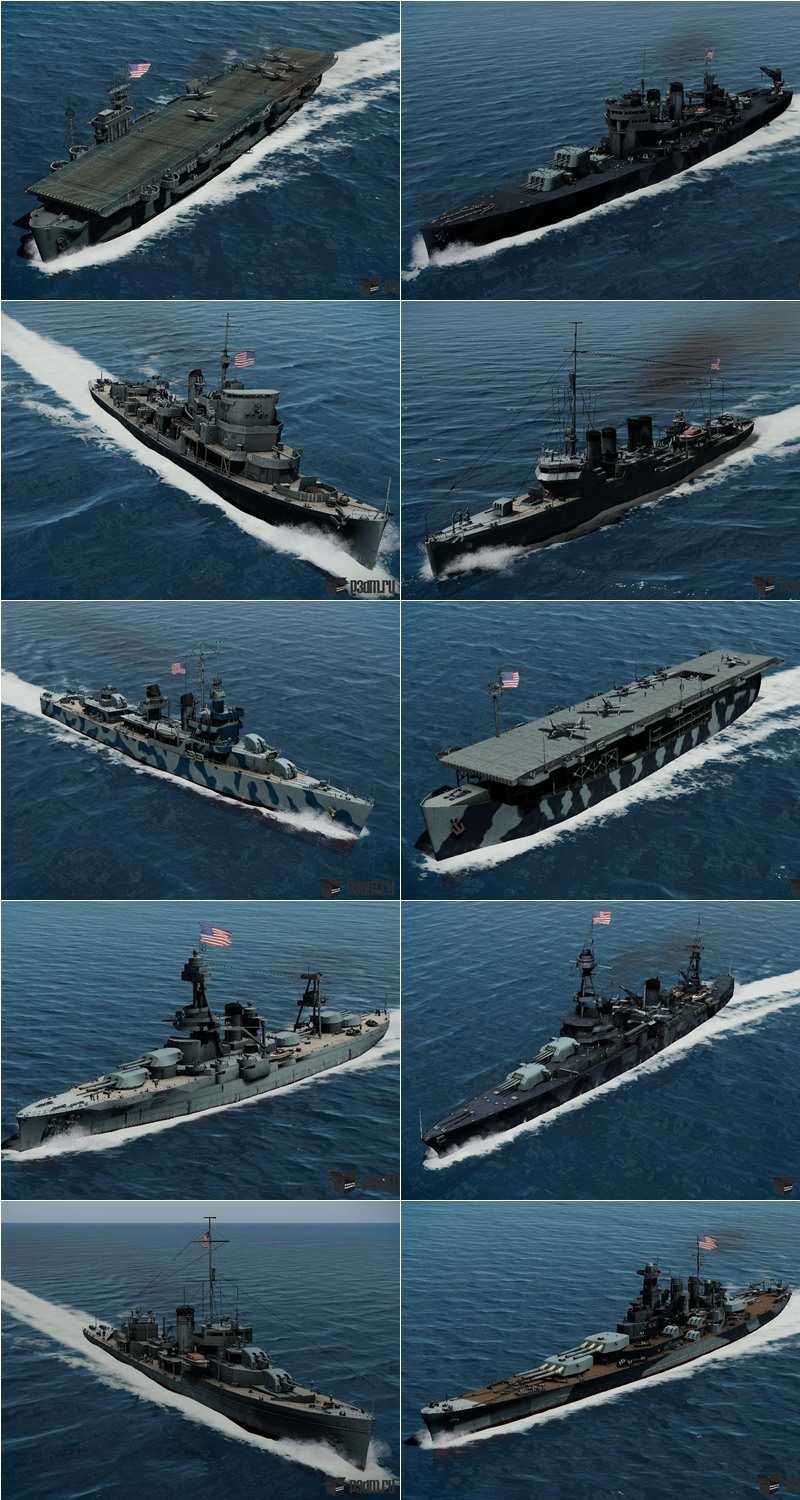 141艘军舰航母潜艇3D模型合集 141 ships 3d models