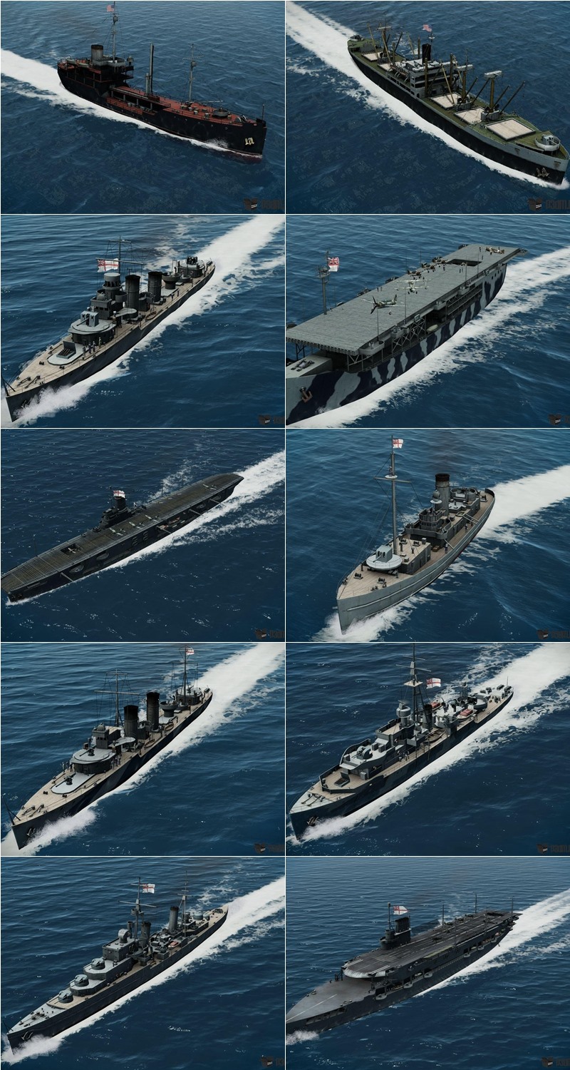 141艘军舰航母潜艇3D模型合集 141 ships 3d models