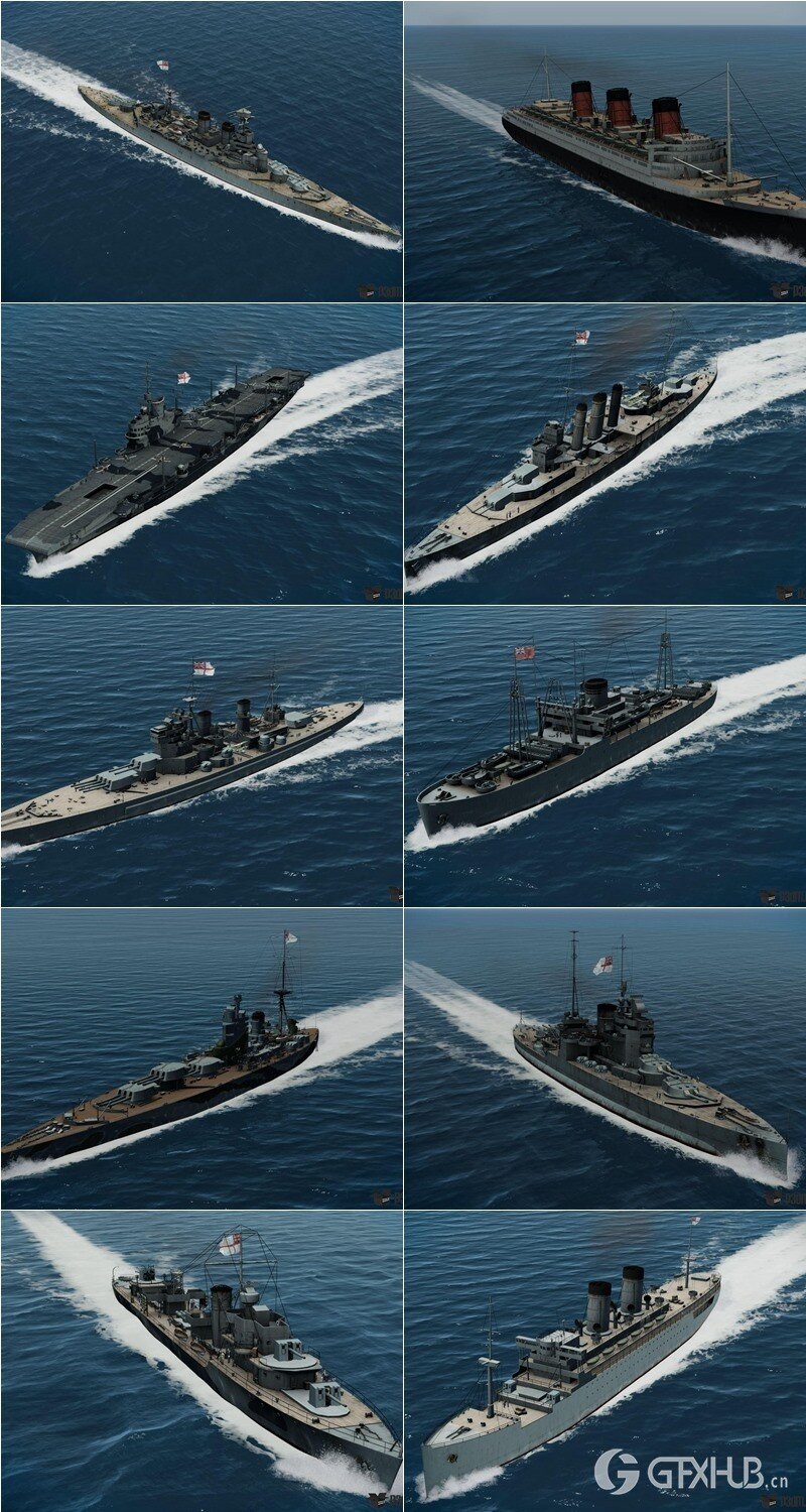 141艘军舰航母潜艇3D模型合集 141 ships 3d models