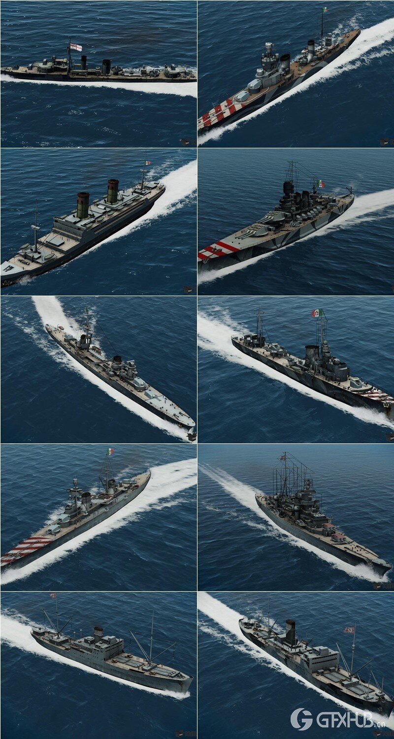 141艘军舰航母潜艇3D模型合集 141 ships 3d models