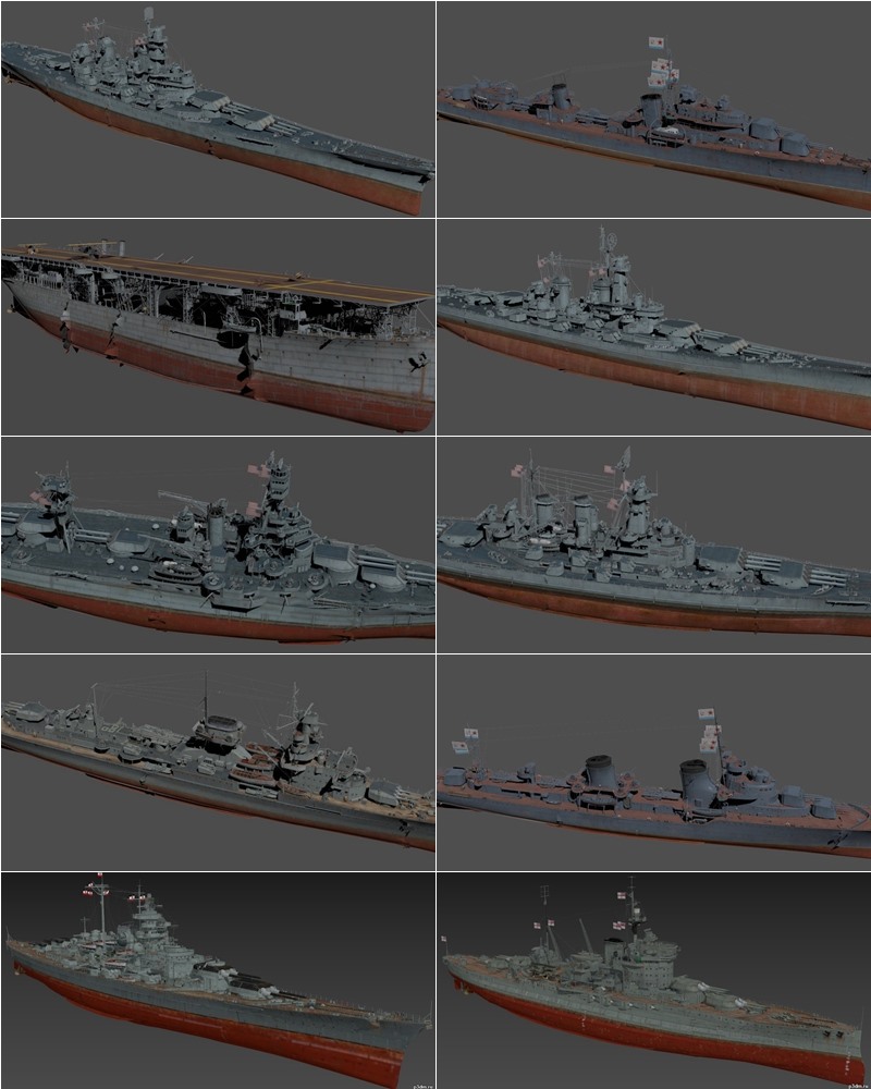141艘军舰航母潜艇3D模型合集 141 ships 3d models