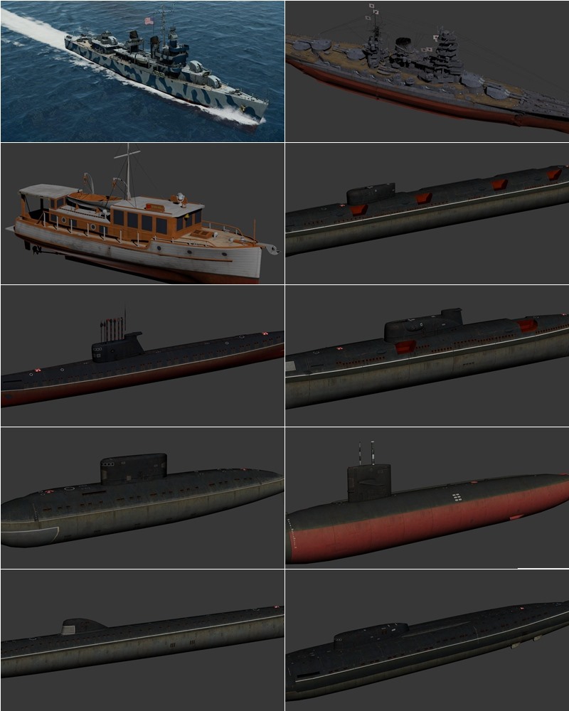 141艘军舰航母潜艇3D模型合集 141 ships 3d models