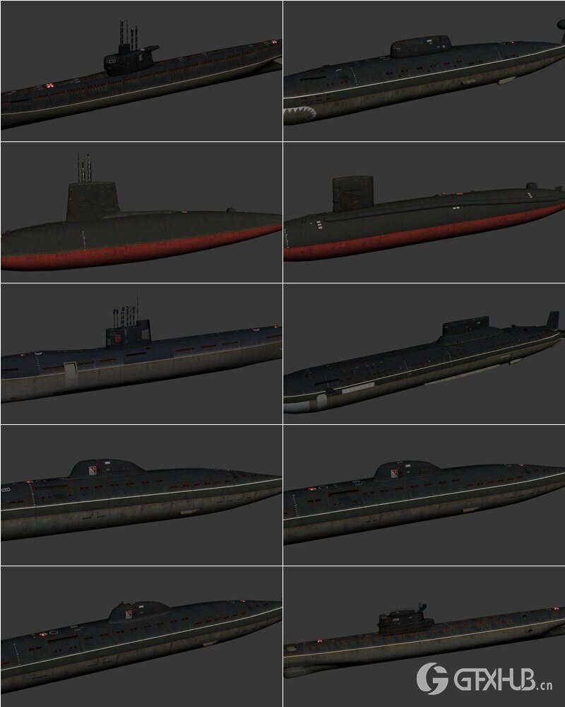 141艘军舰航母潜艇3D模型合集 141 ships 3d models