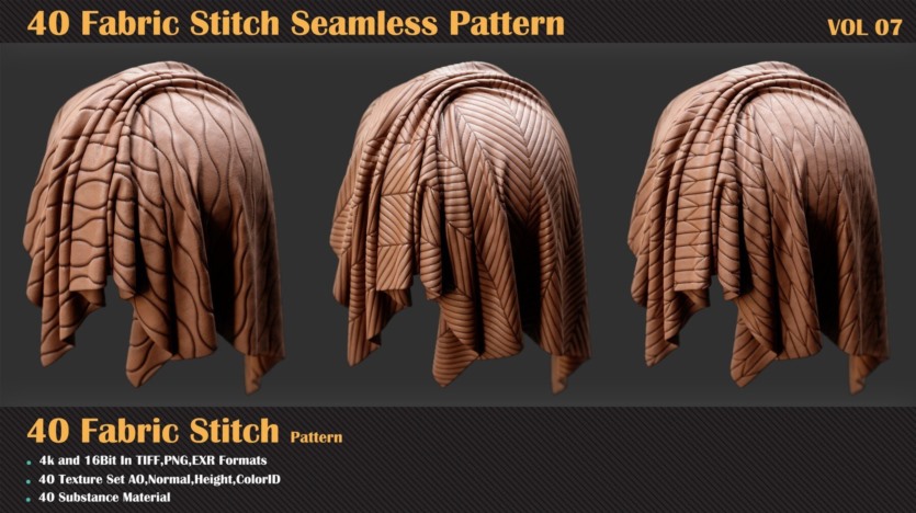 40个织物缝合无缝图案 40 Fabric Stitch Seamless Pattern - VOL 07