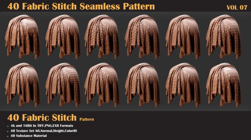 40个织物缝合无缝图案 40 Fabric Stitch Seamless Pattern - VOL 07