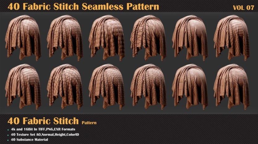 40个织物缝合无缝图案 40 Fabric Stitch Seamless Pattern - VOL 07