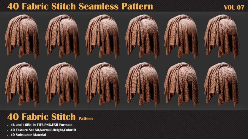 40个织物缝合无缝图案 40 Fabric Stitch Seamless Pattern - VOL 07