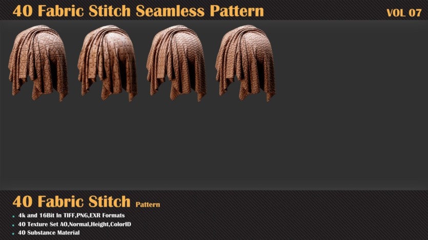 40个织物缝合无缝图案 40 Fabric Stitch Seamless Pattern - VOL 07