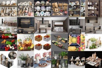 3DSky Pro 109套橱柜锅碗瓢盆水槽厨房装饰3D模型合集