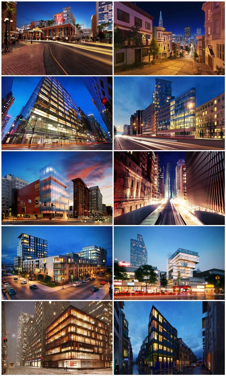 10个城市夜景建筑外部场景3D模型 Evermotion - Archexteriors vol.28