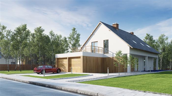 一栋完整的郊区家庭住宅，八个室内、花园和一辆汽车3D模型 Evermotion – Archexteriors vol. 31