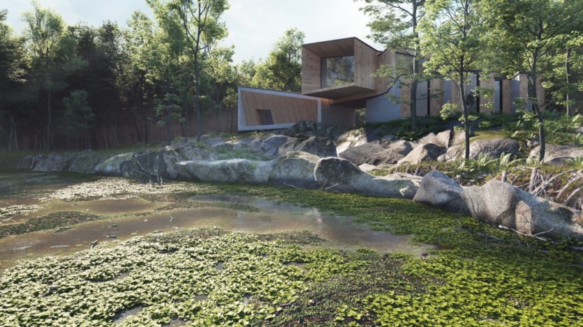 森林中的现代房屋3D模型场景 Evermotion - Archexteriors Vol.32