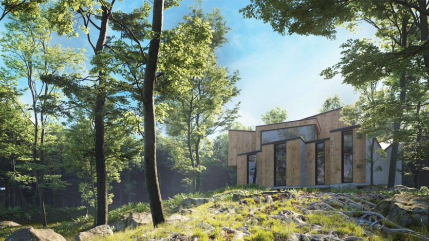 森林中的现代房屋3D模型场景 Evermotion - Archexteriors Vol.32
