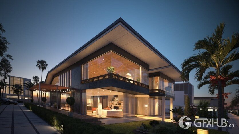 10个现代别墅会所外部3D模型场景 Evermotion - Archexteriors vol.34